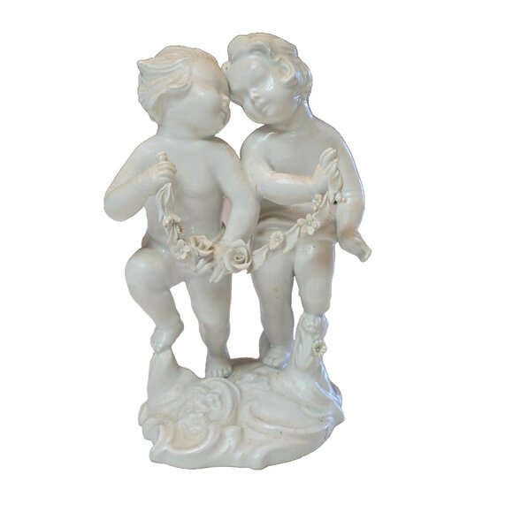 Parian Signed Italy Porcelain Statue Figurine Two Cherubs - Picture 2 of 5